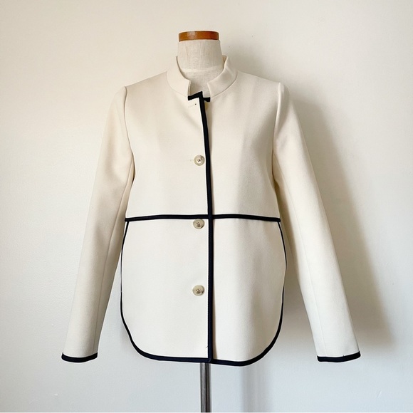 J. Crew off white Tipped Twill blazer jacket NWOT size 6 - Picture 2 of 11